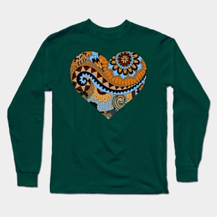 Blue and Brown Floral Design Long Sleeve T-Shirt